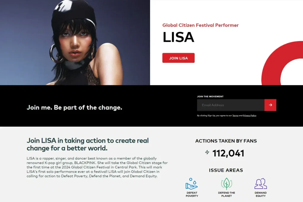 LISA GLOBAL CITIZEN HEADLINER