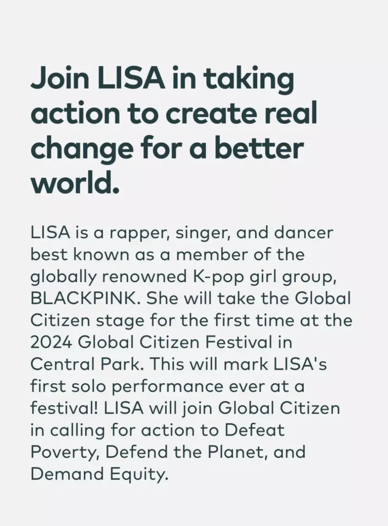 LISA Global Citizen Festival @NYC USA