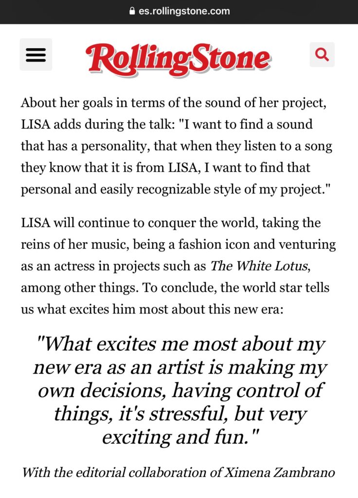 LISA - Rolling Stone Spain